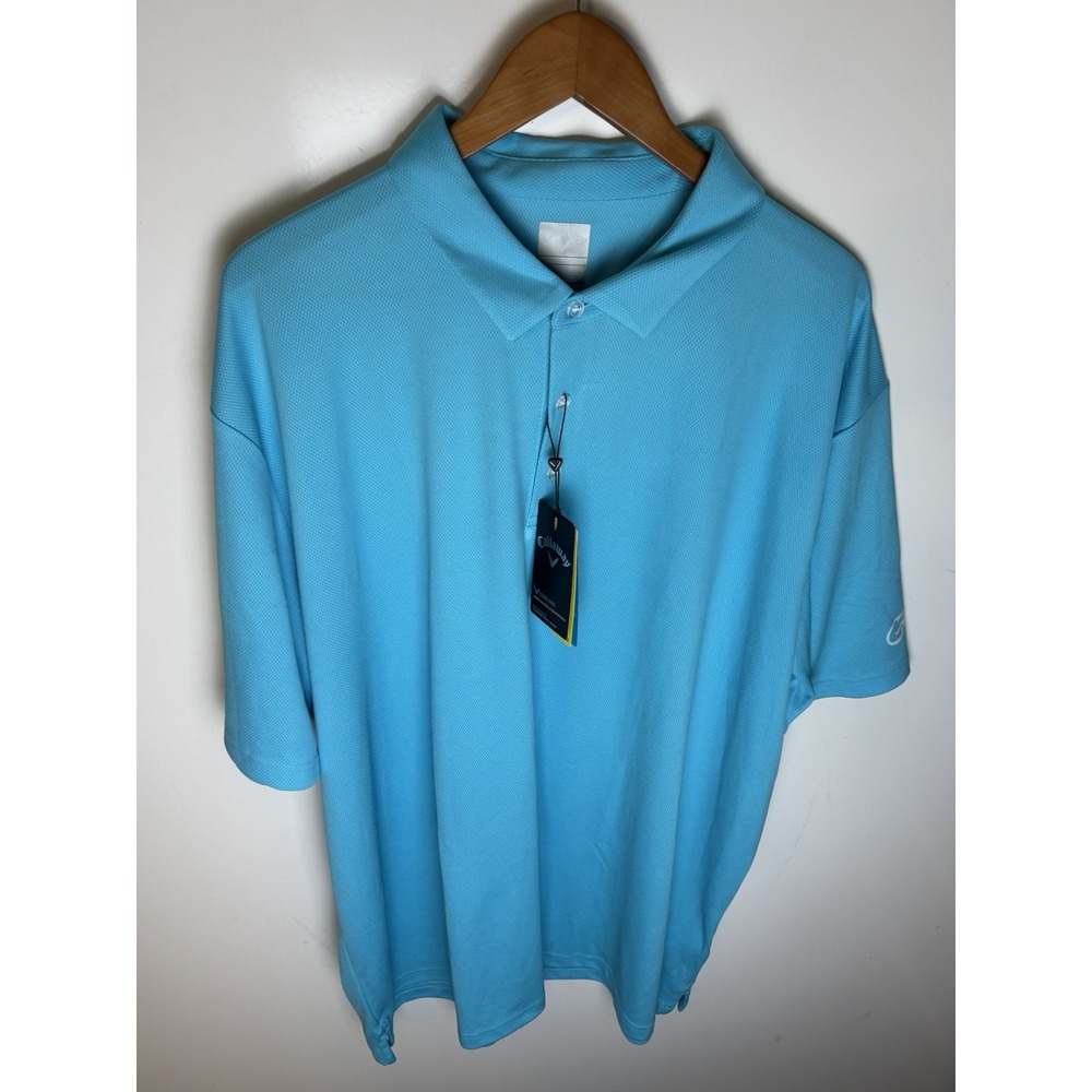 Callaway Mens Blue Atoll Opti Dri Chev Golf Polo Mens Size 3XL Cooling NWT LOGO
